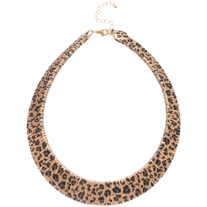 Vintage leopard print choker necklace with metallic leopard pattern and adjustable chain