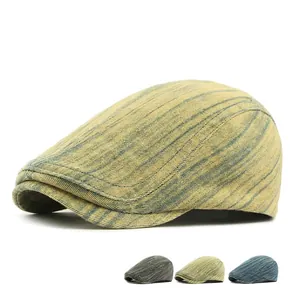 Casquette Plate Vintage En Coton Denim Lavé Style Britannique Rétro Réglable Chapeau Ivy Newsboy Pour Hommes Femmes
