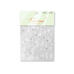 TOMONI crystal nail art stickers featuring butterfly patterns and rhinestones on white card