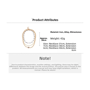 Detailed size specifications for the triple-layer evil eye pendant gold necklace set