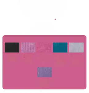 Close-up of ribbed yoga set fabric options in black, pink, rose, green and purple
