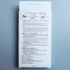 Detailed back packaging showing 24pcs press-on nail instructions and LG-ABS material
