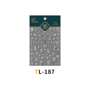 Detailed view of silver 3D butterfly and star nail stickers with holographic finish