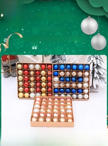 Close-up of 36pcs Christmas ball ornaments in mixed colors with matte and glitter finishes