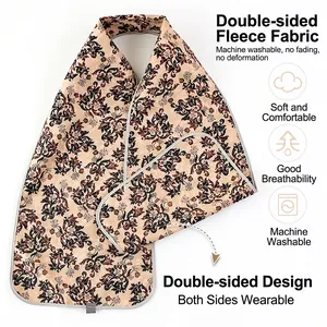Bavoir imperméable pour adultes avec motif floral en polaire douce double face de qualité