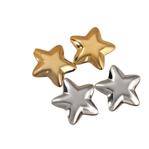 Polished 316 stainless steel star stud earrings set in gold and silver finish
