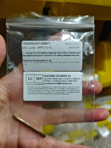 Detailed view of DIY stainless steel bar pendants in packaging with clear labels