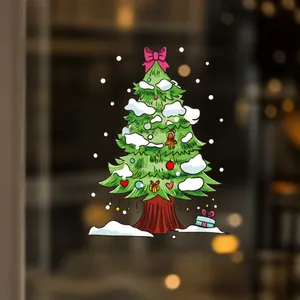 Size chart showing five dimensions for Christmas tree window stickers from S to XXL sizes