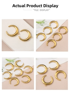 Polierte 18k goldene Halbmond-Anhänger für DIY-Schmuck mit kleinen Hängeschlaufen