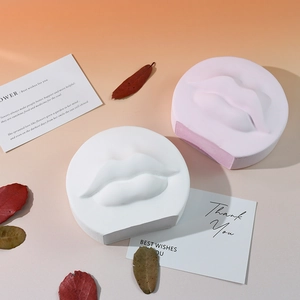 Gedetailleerde 3D lipvormige gipsen decoraties in wit en zachtroze voor interieur