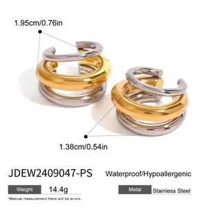 Spécifications de taille pour anneaux superposés en acier inoxydable doré et argenté