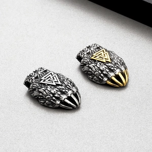 Pendentifs viking Valknut patte d'ours en acier inoxydable argenté et doré