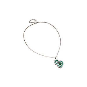 Emerald zircon gourd necklace with silver chain in elegant Chinese fashion style