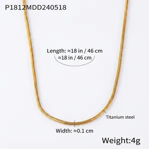 Detailed close-up of a 46cm gold plated titanium steel snake chain showing its metal texture
