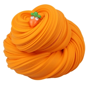 Detailed texture of orange butter slime with a cute carrot charm accessory