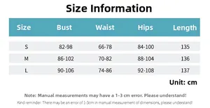 Size chart for women's slim irregular dress showing bust waist hips and length measurements