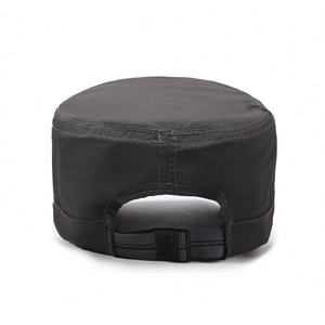 Deep grey lightweight breathable flat top sun hat with adjustable back strap for men