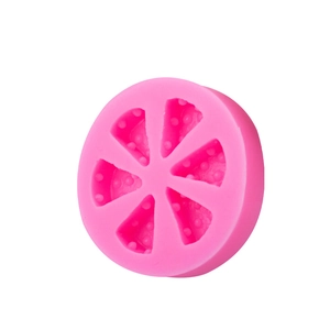 6-cavity round pink silicone mold for realistic citrus slice soap and candle making