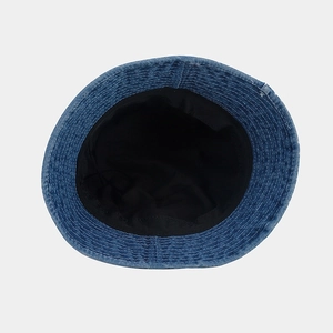 Classic blue washed denim bucket hat with durable stitching and minimalist sun protection