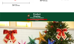 Detailed comparison of red and gold Merry Christmas bows in two large sizes for decor