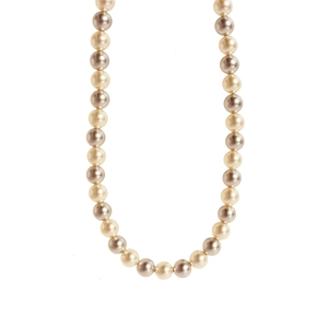 French vintage pearl necklace with champagne, white, and silver gray pearls for women