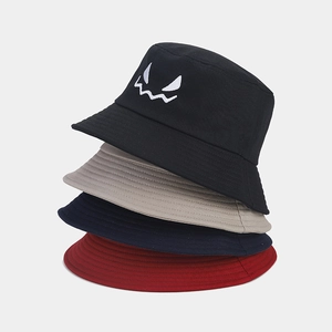 Halloween bucket hats with ghost pumpkin embroidery in black beige navy and red