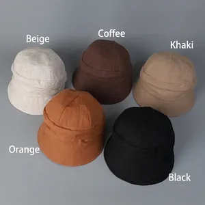 Japanese style linen bucket hats for women in five colors for sun protection
