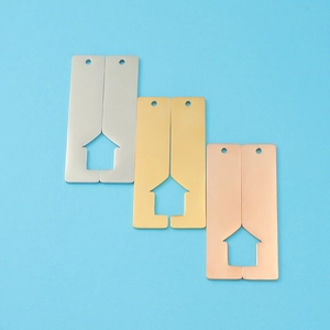 Polished stainless steel house cutout pendants in silver, gold and rose gold
