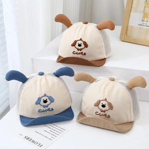 Casquette De Baseball En Maille Pour Bébé Respirante Été Chapeau De Soleil Avec Oreilles De Chien 3D Broderie Pour Enfants