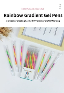 Set of 6 colorful rainbow gradient highlighters with 1.2mm tips for creative DIY journaling