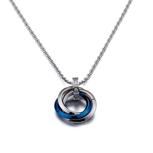 Interlocking Three Ring Pendant Necklace Stainless Steel Zircon Inlaid Geometric Jewelry For Couples Women Men