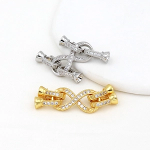18K gold and silver plated infinity jewelry connectors with inlaid cubic zirconia