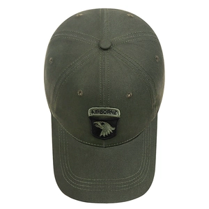 Olive green baseball cap with airborne eagle embroidery and high-quality cotton stitching