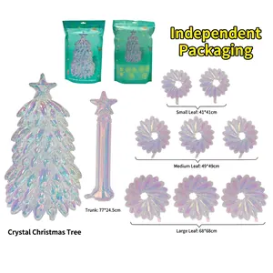 Holographic Christmas tree balloon set with multi-size leaves and a stable trunk base