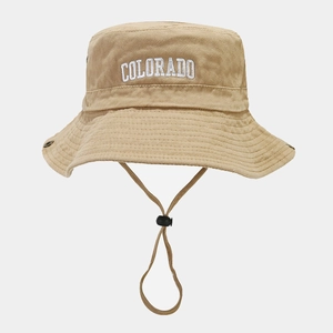 Chapeau bob kaki de randonnée avec broderie Colorado et cordon de serrage réglable