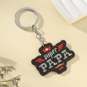Super Papa Schlüsselanhänger aus Holz mit Kunstleder-Print für den Vatertag