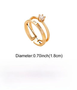 Detail view of gold planet ring with roman numerals and cubic zirconia size specifications