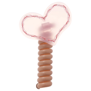 Élastique à cheveux avec cœur en acrylique rose et cordon spirale élégant