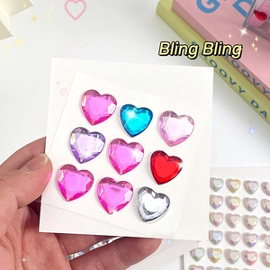 3D heart diamond stickers for kids featuring colorful glitter crystal gems for DIY art