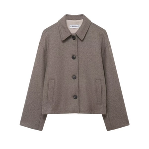Damen Kurz Polyester Mantel Minimalistisch Einreihig Revers Jacke Langarm Einfarbig Oberbekleidung Herbst Winter Mode Top