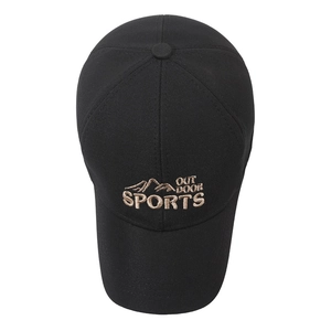 Classic black cotton baseball cap with embroidered mountain logo and outdoor sports text