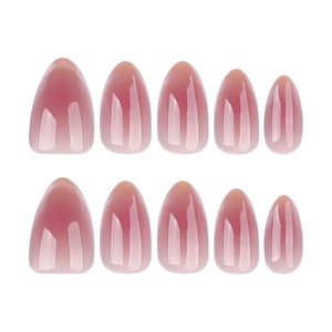 Faux ongles amande courts avec effet œil de chat pailleté rose ombré et finition brillante