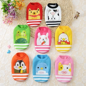 Gilet Carino Per Animali Domestici Stampa Cartone Animato Righe Senza Maniche Canotta Cane Gatto Vestiti Morbidi Traspiranti Cucciolo