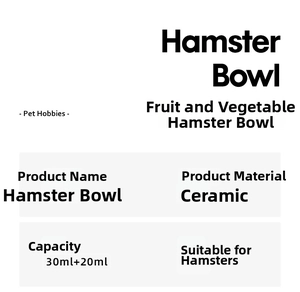 Detail of ceramic hamster bowl showing 30ml and 20ml dual capacity specifications