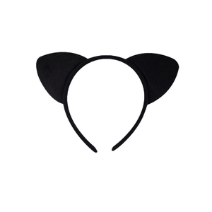 Black cat ear headband for cosplay and festivals made of soft fabric on white background