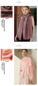 Detail shot of solid color cotton linen scarves with fringe edges and fine fabric texture