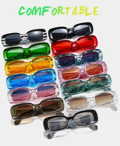 Matrix display of colorful square sunglasses featuring various 3D floral and marble patterns