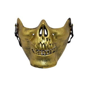 Tactical half face skull mask in antique gold finish for Halloween and party protection