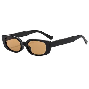 Retro square thick frame sunglasses with amber lenses for men and women