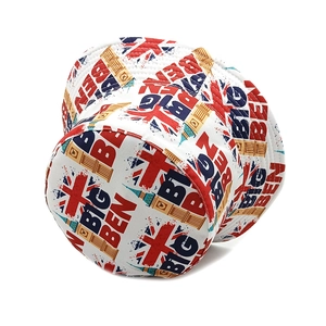 Detail of LONDON fisherman hat featuring Big Ben and Union Jack illustrations